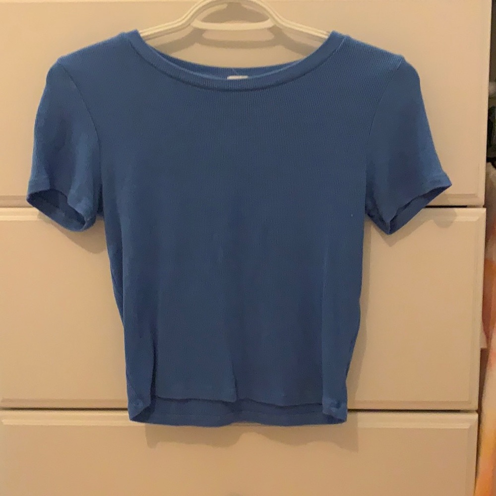 Garage Blue Crop T Shirt